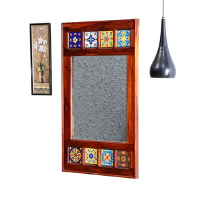 Isaac Honey Oak Solid Wood Wall Mirror-image-1