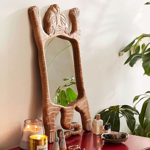 Sirius Standing Mirror Design Mahe Natural Solid Wood Wall Mirror