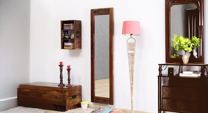 lincoln solid wood mirror in  brown colour (Brown) by Urban Ladder - - 