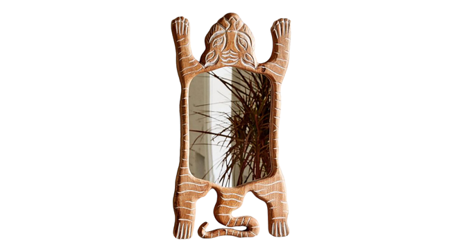 mahe solid wood standing mirror in natural colour (Natural) by Urban Ladder - - 