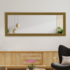Gold Synthetic Wood Rectangular Wall Mirror-image-5