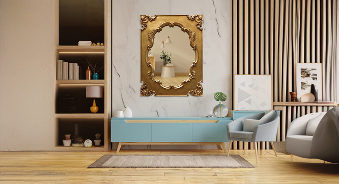 Dual Town Wall Mirror (Gold) by Urban Ladder - Design 1 - 899397