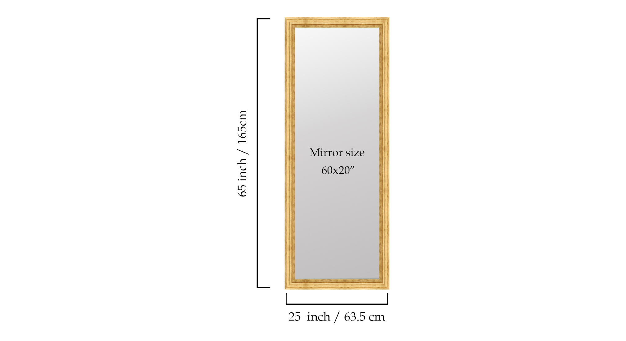 Gold Synthetic Wood Rectangular Wall Mirror Urban Ladder