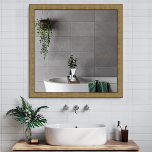 All Wall Decor In Gurgaon Design Gold Synthetic Wood Square Wall Mirror
