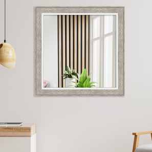 All Wall Decor In Gurgaon Design Silver Synthetic Wood Rectangular Wall Mirror