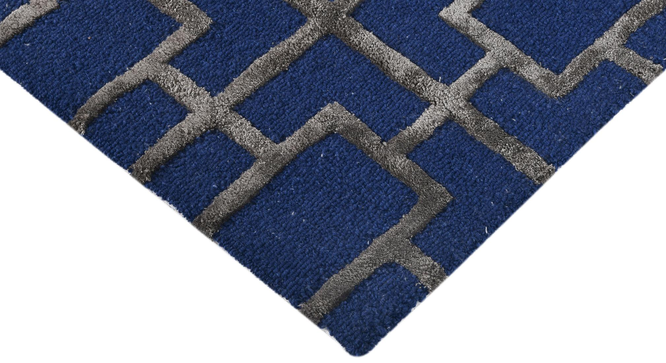 NAVY Wool Lineation 4X6 Feet Hand-Tufted Rug Carpet (Navy, 8 x 10 Feet Carpet Size) by Urban Ladder - - 