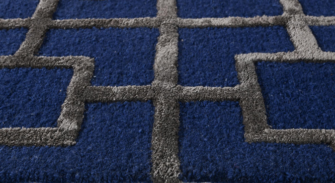 NAVY Wool Lineation 4X6 Feet Hand-Tufted Rug Carpet (Navy, 8 x 10 Feet Carpet Size) by Urban Ladder - - 