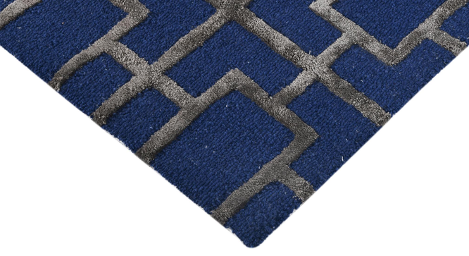 NAVY Wool Lineation 4X6 Feet Hand-Tufted Rug Carpet (Navy, 4 x 6 Feet Carpet Size) by Urban Ladder - - 