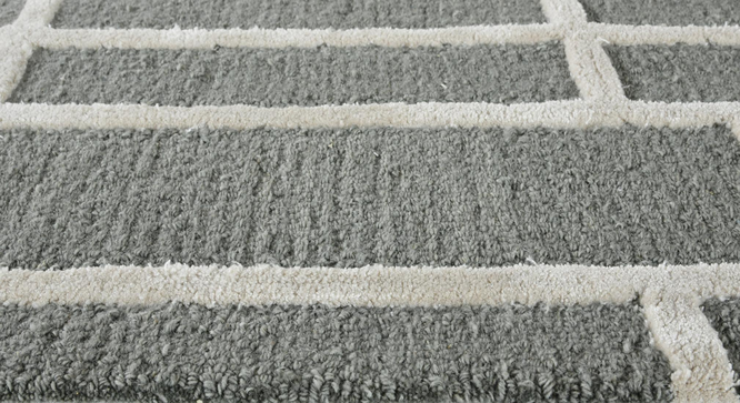 ASH Wool Lineation 8X10 Feet Hand-Tufted Rug Carpet (8 x 10 Feet Carpet Size, Ash) by Urban Ladder - - 