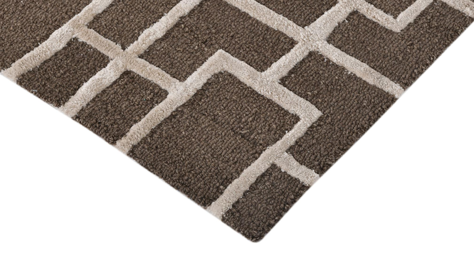 Brown  Wool Lineation 8X10 Feet Hand-Tufted Rug Carpet (Brown, 5 x 8 Feet Carpet Size) by Urban Ladder - - 