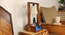 Strew Wooden Table Lamp with Brown Base and Premium White Fabric Lampshade (Brown) by Urban Ladder - Ground View Design 1 - 906841