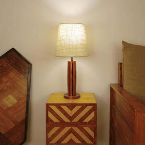 symplify TallBoy Wooden Table Lamp with Brown Base and Premium White Fabric Lampshade-picture-20