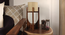 Solitaire Wooden Table Lamp with Brown Base  White Fabric Lampshade (Brown) by Urban Ladder - Ground View Design 1 - 906904