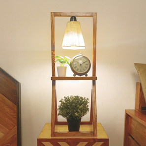 Table Lamps In Goa Design Euphoria Brown  Wooden Table Lamp with Beige Fabric Lampshade (Brown)
