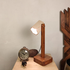 symplify Hexspot Brown Wooden Table Lamp with Beige Wooden Lampshade-picture-19