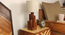Skyline Brown Wooden Table Lamp with Yellow Printed Fabric Lampshade (Brown) by Urban Ladder - Ground View Design 1 - 907053
