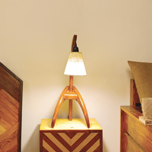 Table Lamps In Goa Design Species Brown Wooden Table Lamp with White Jute Lampshade (Brown)
