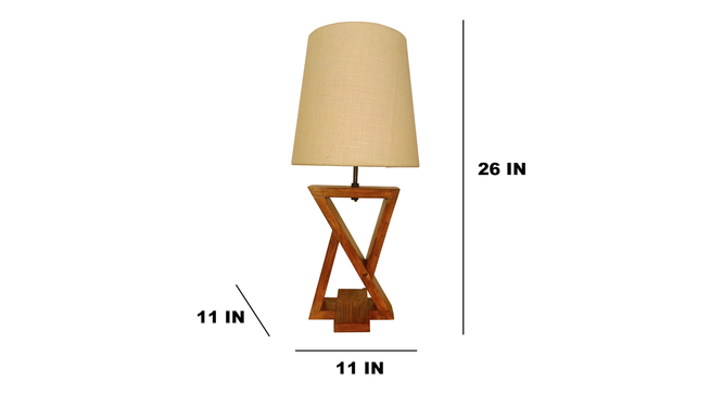 Chloe Brown Wooden Table Lamp with White Jute Lampshade (Brown) by Urban Ladder - Front View Design 1 - 907173