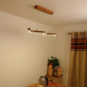 Home Decor In Jaipur Design Twist 48 Brown Wooden LED Hanging Lamp (Brown)