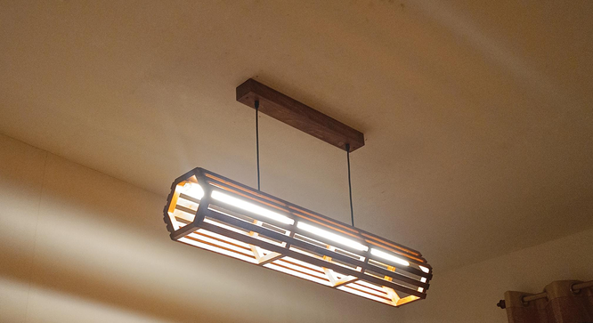 Flora 48 Baton Brown Wooden LED Hanging Lamp (Brown) by Urban Ladder - Front View Design 1 - 907331