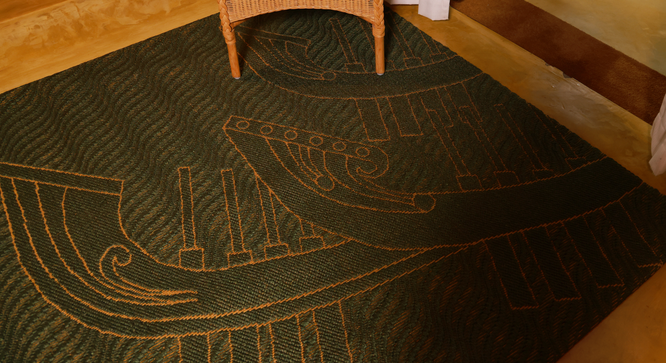 Amarachaarthu carpet (Green, 5 x 5 Feet Carpet Size) by Urban Ladder - - 