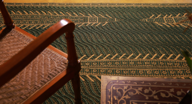 Vallamkali carpet (Green, 9 x 6 Feet Carpet Size) by Urban Ladder - - 