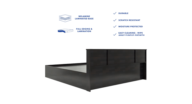 Kaito Queen Bed Wenge (Wenge Finish, Queen Bed Size, Box Storage Type) by Urban Ladder - Front View Design 1 - 909323
