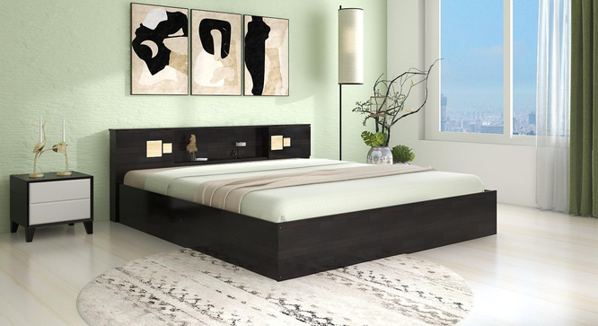 Kumiko Queen Bed Wenge (Wenge Finish, King Bed Size, Box Storage Type) by Urban Ladder - Design 1 Side View - 909516
