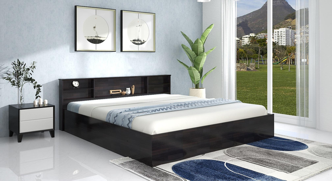 Tsukiko Queen Bed Wenge (Wenge Finish, King Bed Size, Box Storage Type) by Urban Ladder - Cross View Design 1 - 909539