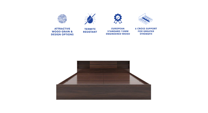 Kaito Queen Bed Wenge (Walnut Finish, Queen Bed Size, Box Storage Type) by Urban Ladder - Cross View Design 1 - 909630