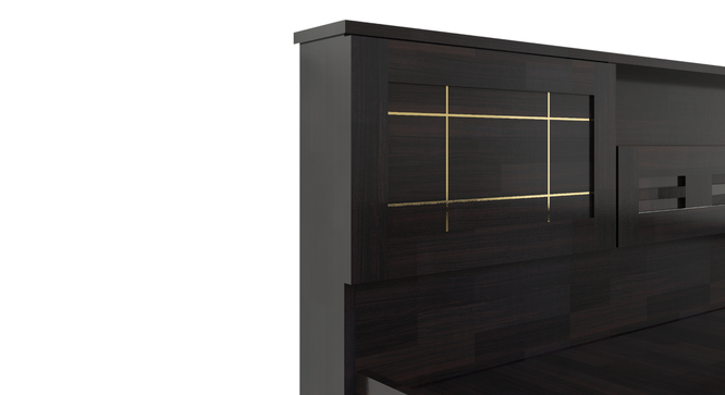 Hideki Goldline Queen Bed Wenge (Wenge Finish, King Bed Size, Box Storage Type) by Urban Ladder - Cross View Design 1 - 909719