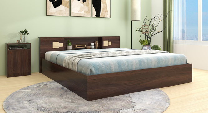 Kumiko Queen Bed Wenge (Walnut Finish, King Bed Size, Box Storage Type) by Urban Ladder - Design 1 Dimension - 909848