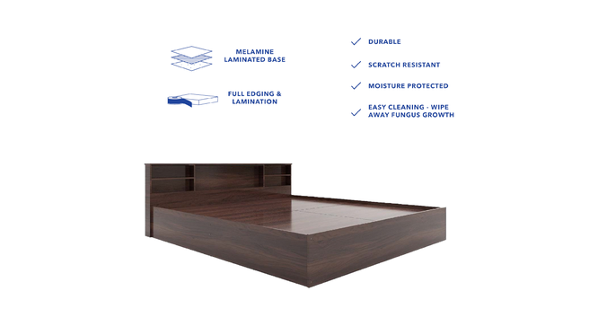 Tsukiko Queen Bed Wenge (Walnut Finish, King Bed Size, Box Storage Type) by Urban Ladder - Cross View Design 1 - 909869