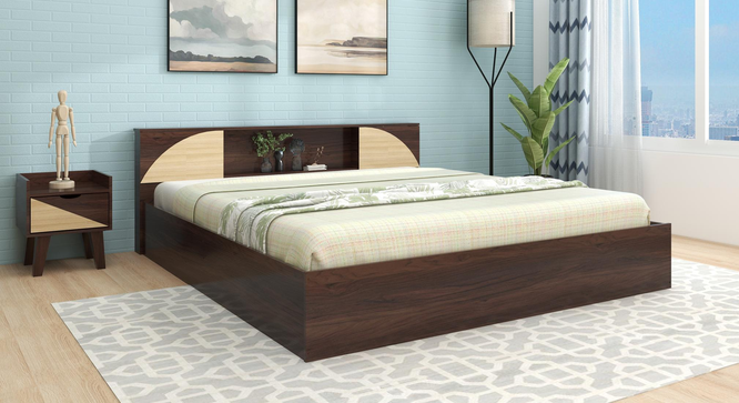 Vida Queen Bed Wenge (Walnut Finish, King Bed Size, Box Storage Type) by Urban Ladder - Design 1 Dimension - 909881