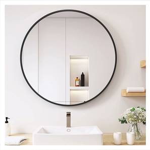 Black Metal Round Wall Mirror