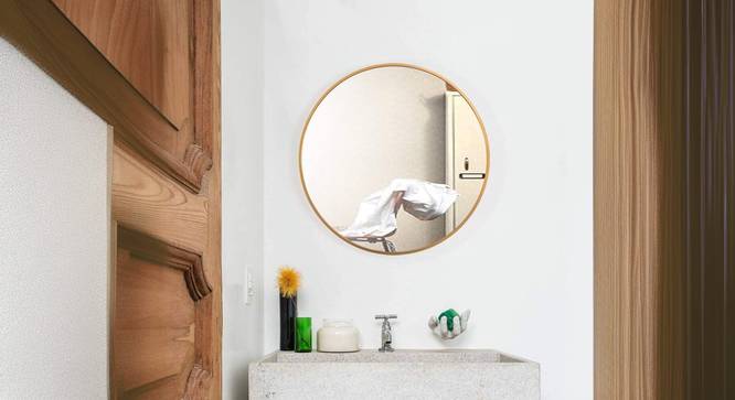 Gold Round  Wall Mirror. (Gold) by Urban Ladder - Cross View Design 1 - 914508