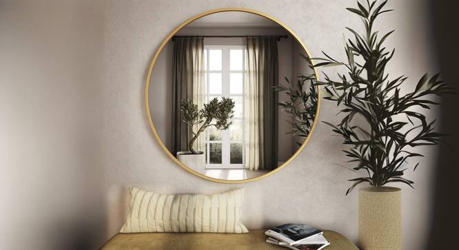 Gold Round Mirror. (Gold) by Urban Ladder - Cross View Design 1 - 914509