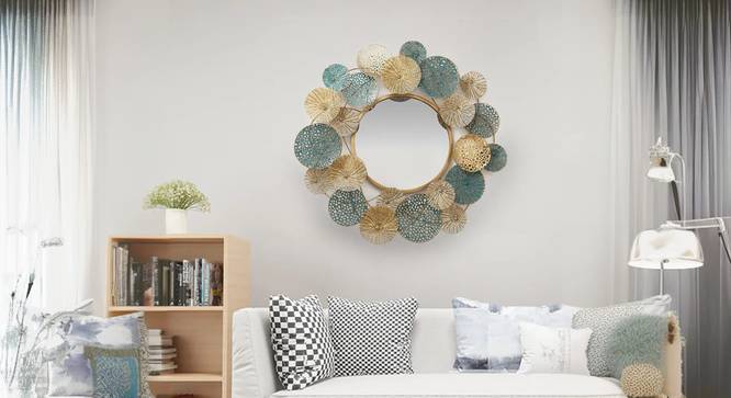 Flower Metal Wall Mirror. (Multicolor) by Urban Ladder - Cross View Design 1 - 914516