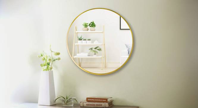 Gold Round  Wall Mirror. (Gold) by Urban Ladder - Front View Design 1 - 914530