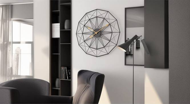 Black Wall. Clock (Black) by Urban Ladder - Cross View Design 1 - 914594