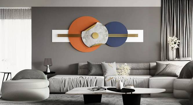 Blue And Orange Wall Decor Metal  Wall Art (Blue) by Urban Ladder - Front View Design 1 - 914805