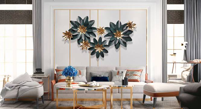 Lotus Flowers Wall Decor Metal Wall Art. (Multicolor) by Urban Ladder - Front View Design 1 - 914811