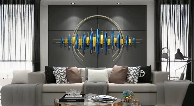 Blue & Gold Abstract Metal Wall Art. (Blue) by Urban Ladder - Cross View Design 1 - 914878