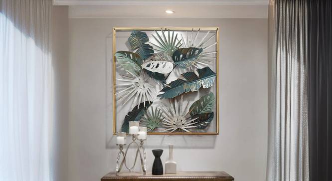 Elaeagnus Angustifolia And   Lupin Leaves Frame Metal Wall Art (Multicolor) by Urban Ladder - Cross View Design 1 - 914883