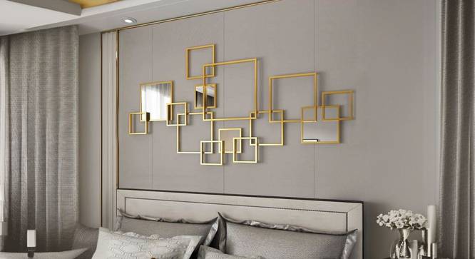 Urban Rectangular  Abstract Metal Wall Art (Gold) by Urban Ladder - Cross View Design 1 - 914903