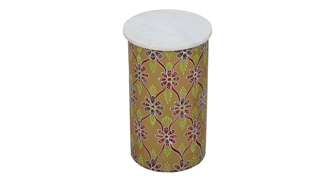 Solid Wood End Table In Multi-Colour With Marble Top (Brass Finish) by Urban Ladder - - 