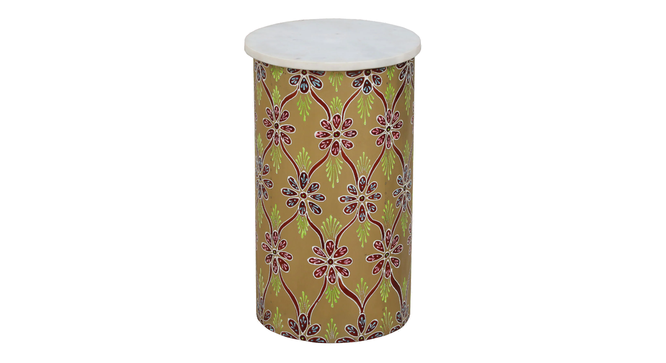 Solid Wood End Table In Multi-Colour With Marble Top (Brass Finish) by Urban Ladder - - 