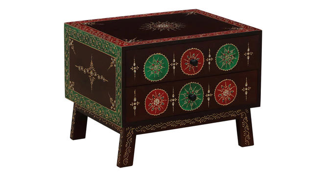 Hand-Painted Solid Wood Bedside Table In Multi-Colour (Handpainted Finish) by Urban Ladder - - 