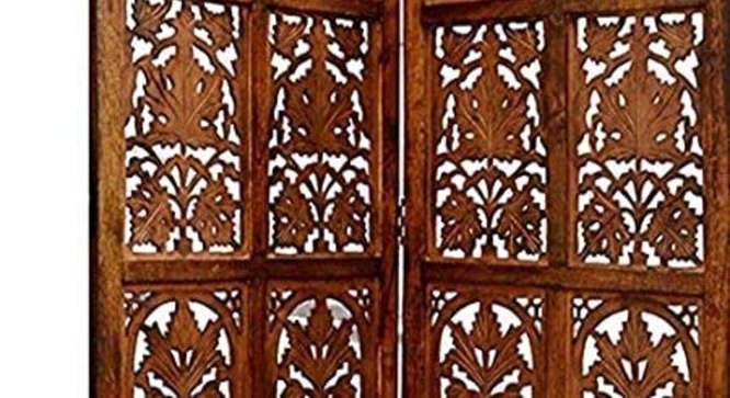 Holley Solid Wood 4 Panel Room Divider (Brown) by Urban Ladder - - 