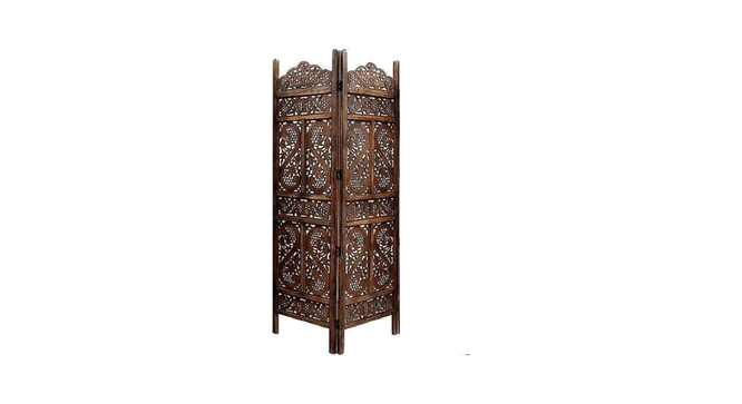 Olida Solid Wood 4 Panel Room Divider (Brown) by Urban Ladder - - 